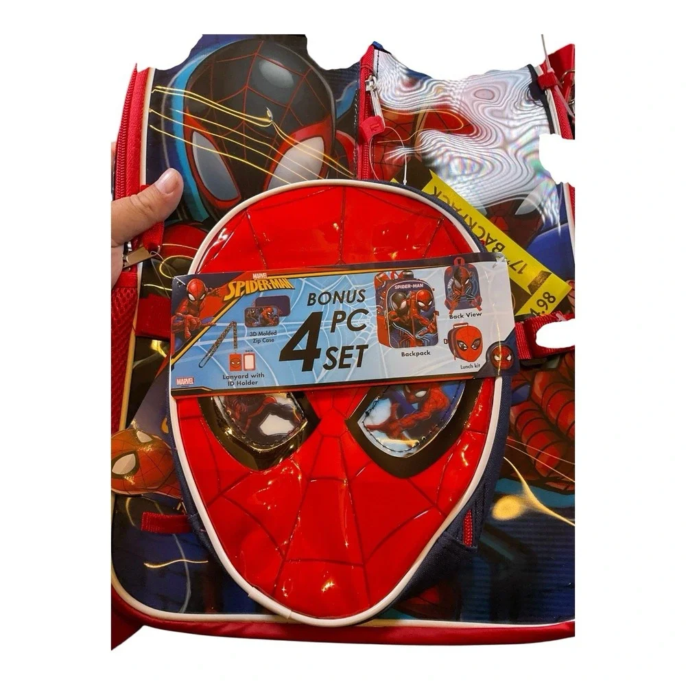 Marvel Spider-Man Kids Boys' School Backpack with Lunch Bag 4-Piece Set Academia